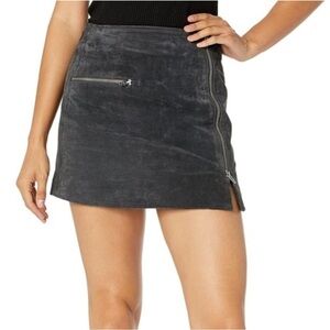 100% Leather Blank NYC Charcoal Suede Mini Skirt